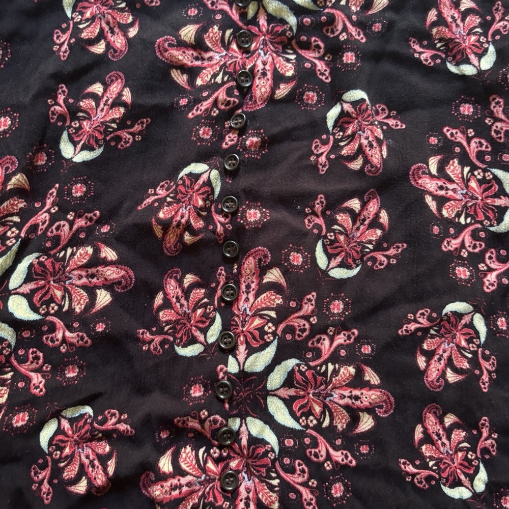 Earthbound Womens Maxi Skirt Medium Red Paisley Floral Boho Festival Front Slit - Picture 5 of 11